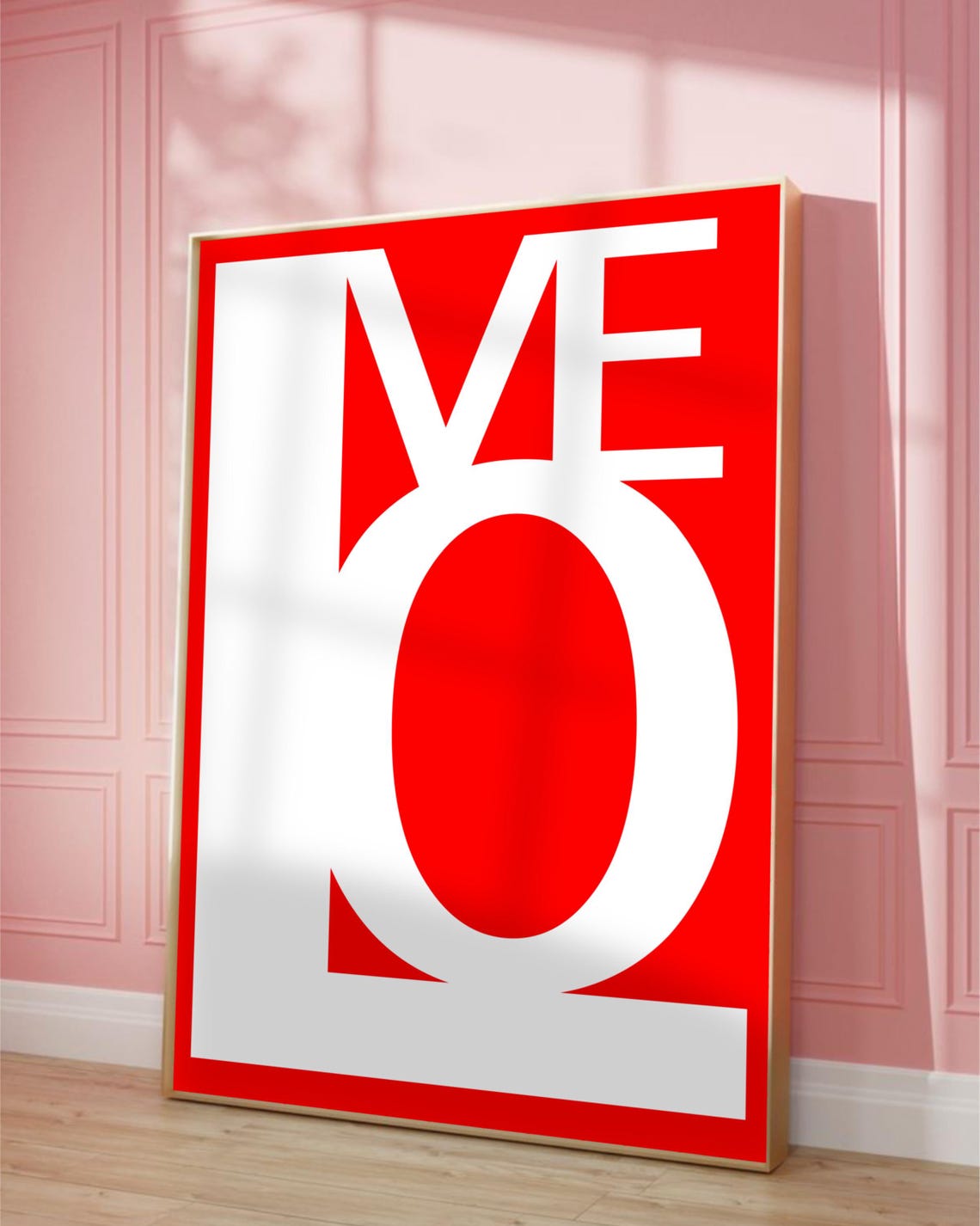 Love Big White Letters Red Retro 70s Pop Typography Wall Poster