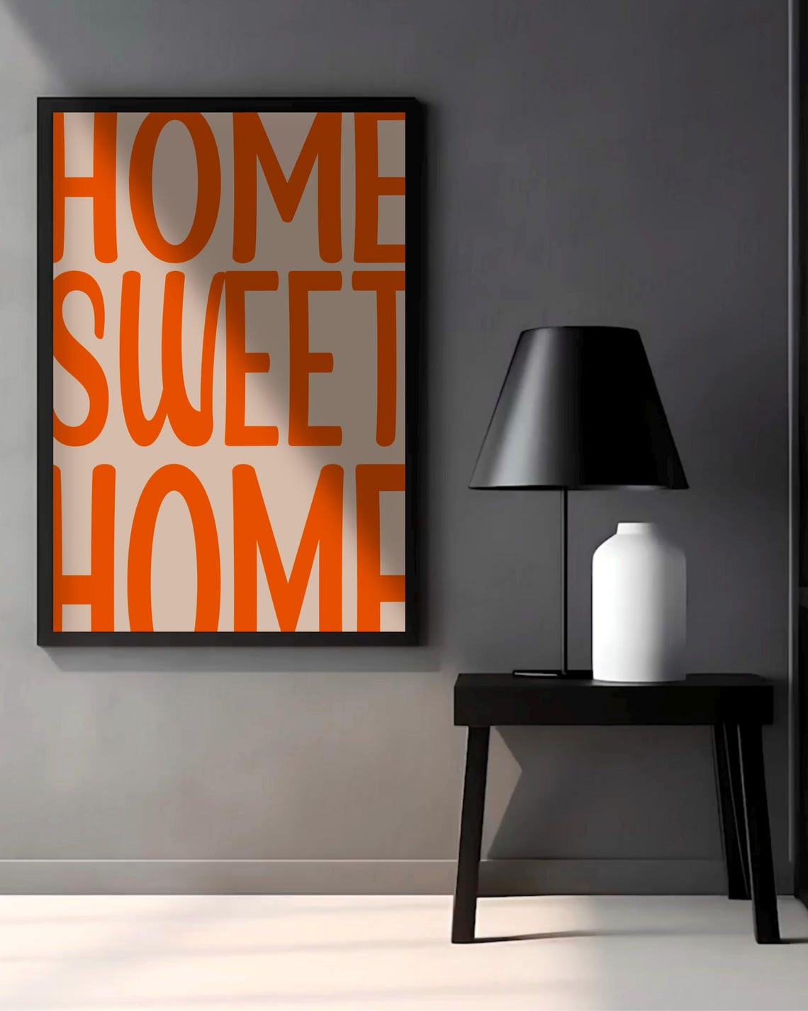 Home Sweet Home Typography Poster Bold Orange Lettering Cream