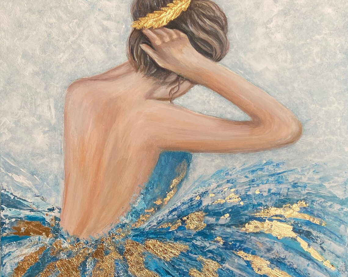 Ballerina Painting, Teal and Gold Wall Art Print - Image 3