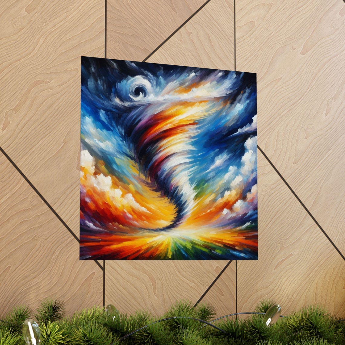 Swirling Sunset Tornado in Fiery Color Storm Abstract Poster