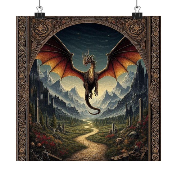 Fantasy Dragon Art Print Matte Vertical Posters For Home Decor Wall Art Gift For Fantasy Lovers Dragon Enthusiasts Mystical Decor