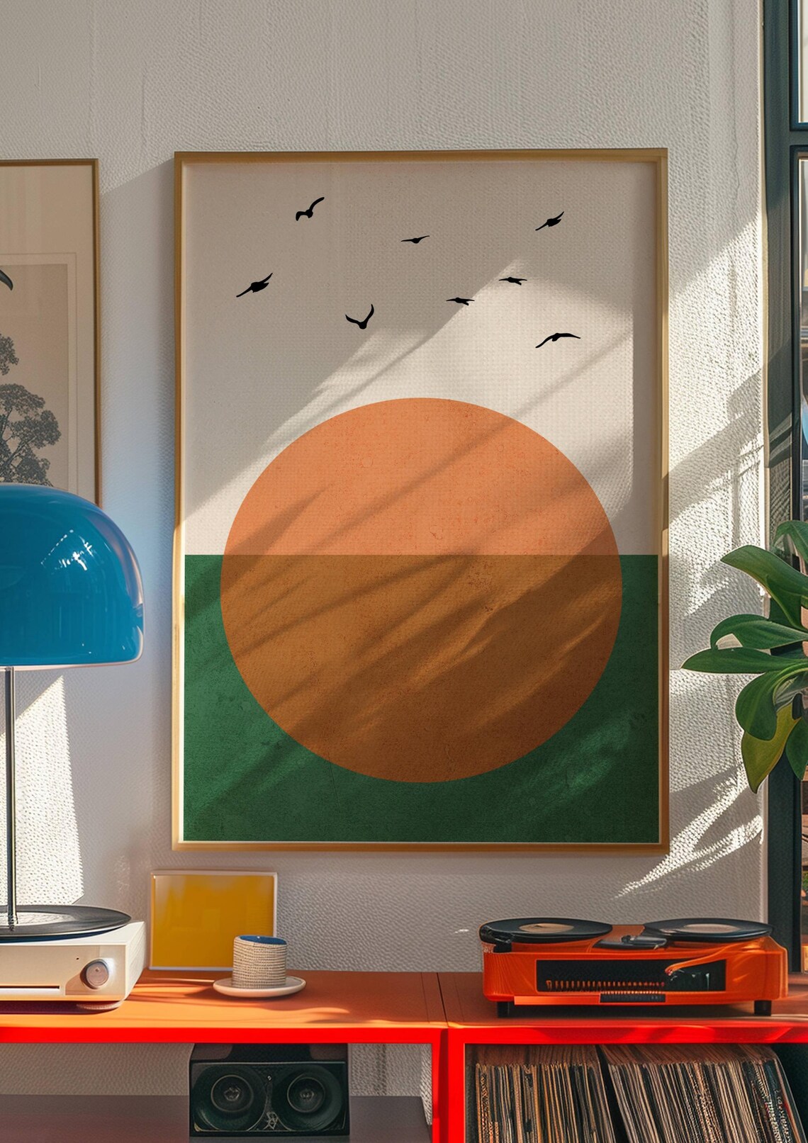 Minimalist Sunrise Over Sea Birds Japandi Abstract Sun Ocean Poster - Image 3