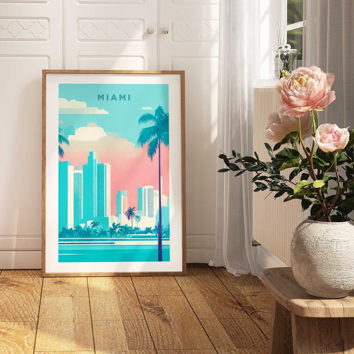 Miami City Travel Print Art Pastel Miami Travel Exhibition Print Trendy Wall Print Miami Poster Travel Posters Usa - Image 2