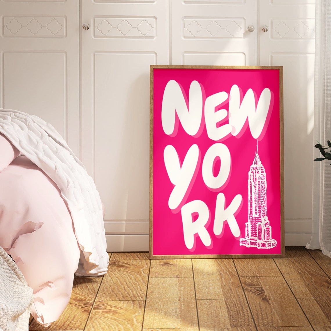 New York Bubble Letter Empire State Building Typography Poster - Image 3