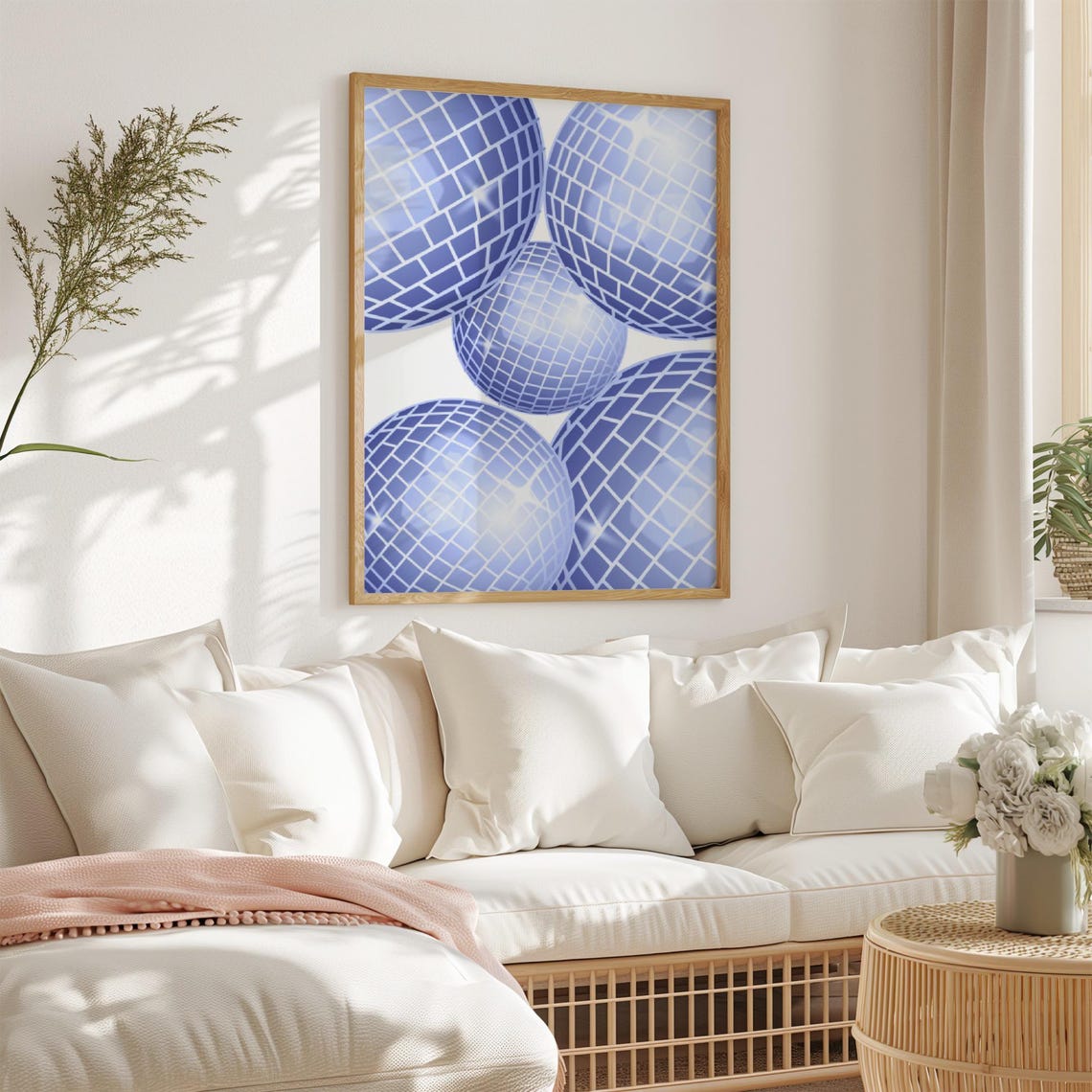Navy Blue Disco Balls Sparkling Trendy Preppy Poster Dorm Room - Image 3