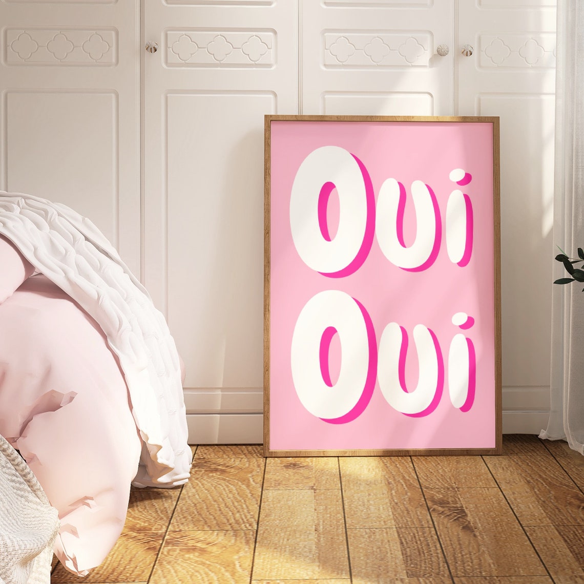 Oui Oui Pink Puffy Typography Poster French Phrase Trendy Cute Decor - Image 3