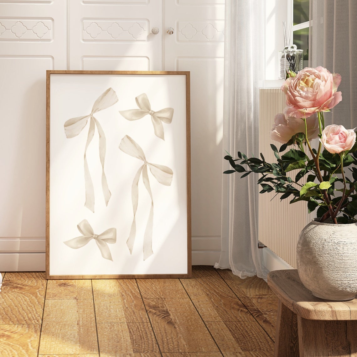 Cream Watercolor Bow Quartet Neutral Aesthetic Minimal Poster - Image 4