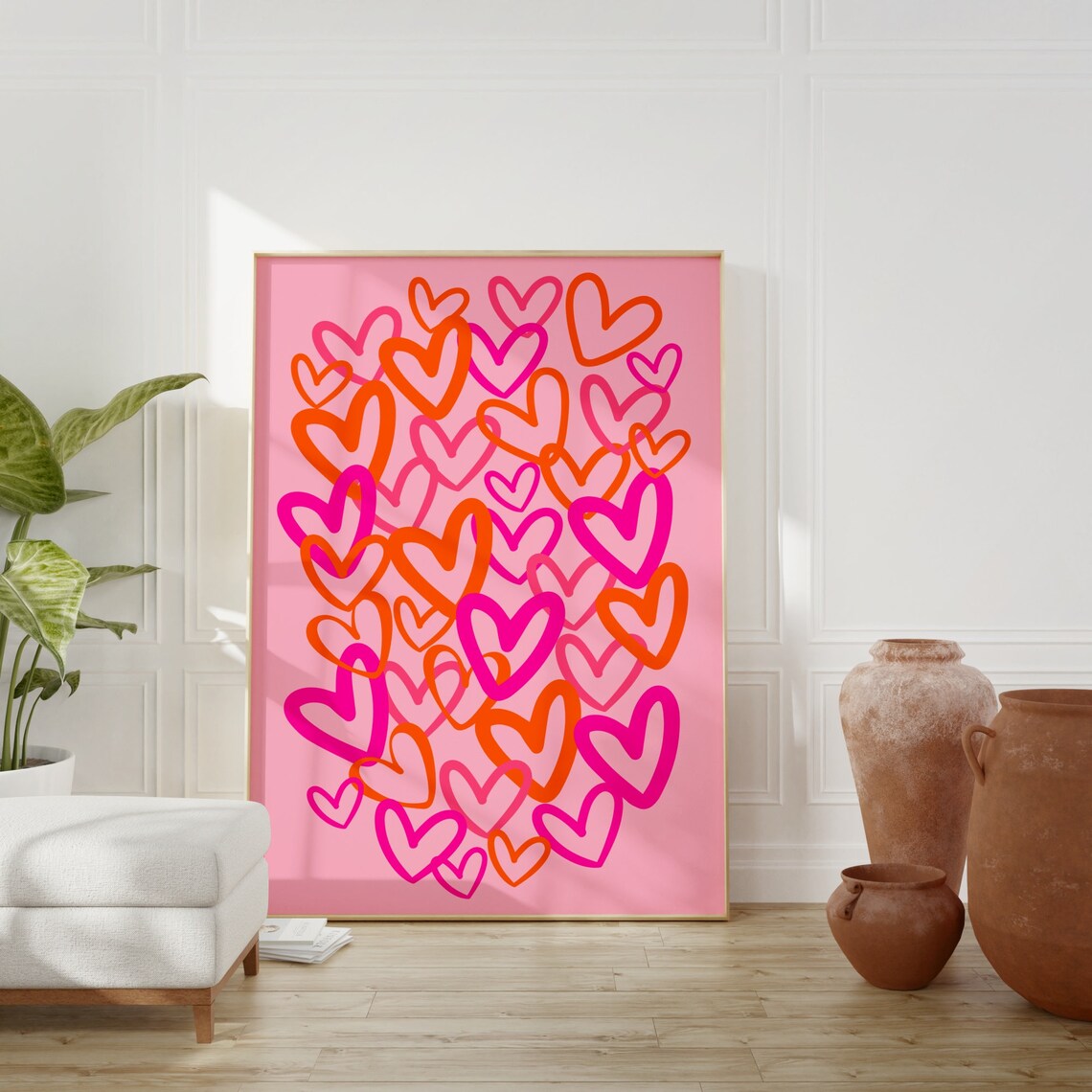 Hearts Print, Preppy Graffiti Love Poster