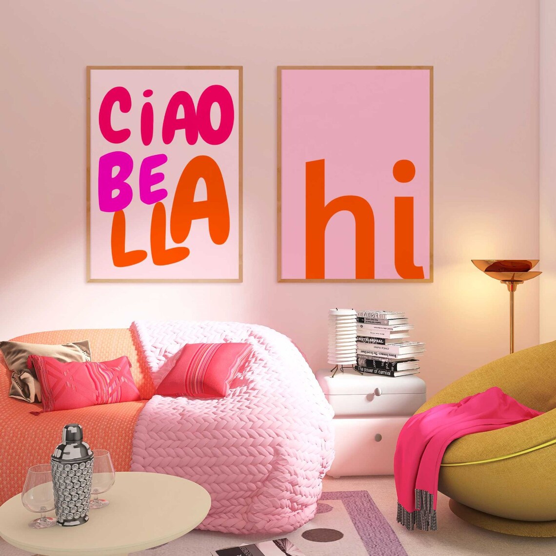 Ciao Bella Pink Preppy Dorm Room Art Print - Image 2