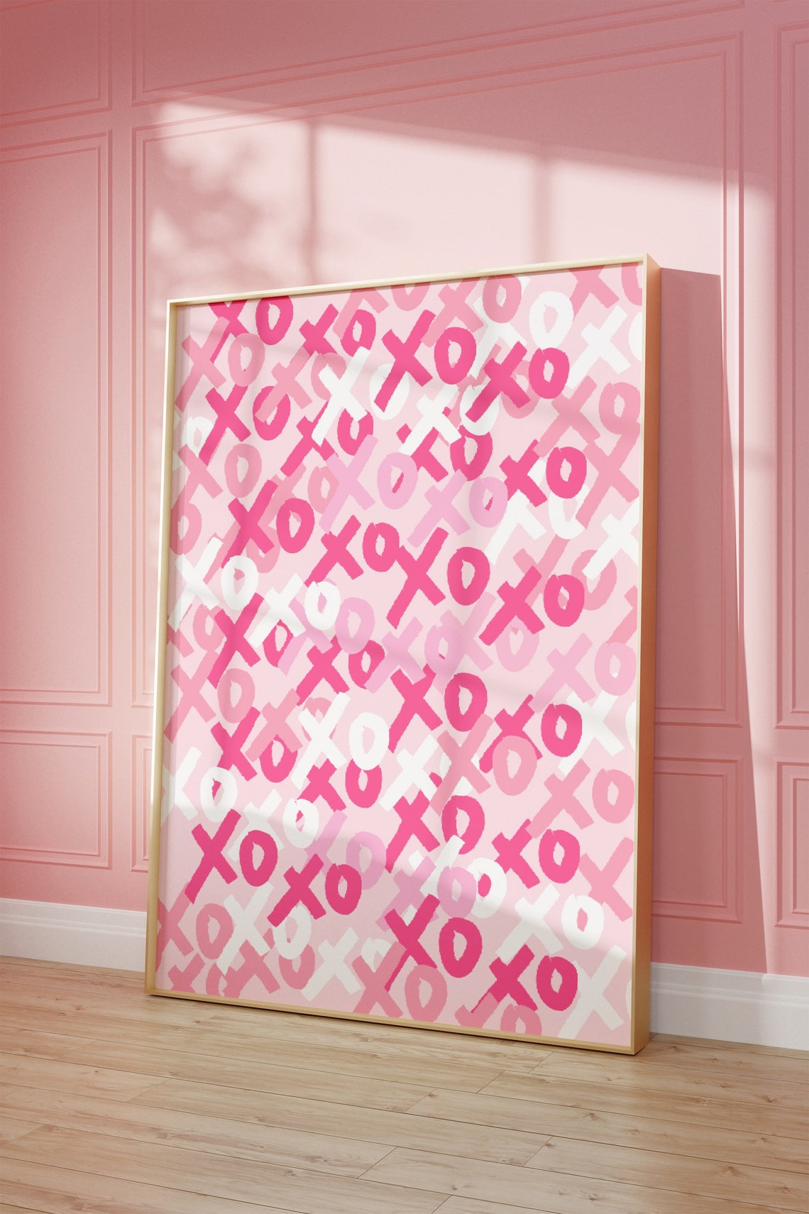 XOXO Pink Pattern Poster Preppy Typography Retro Love Girly Decor - Image 2