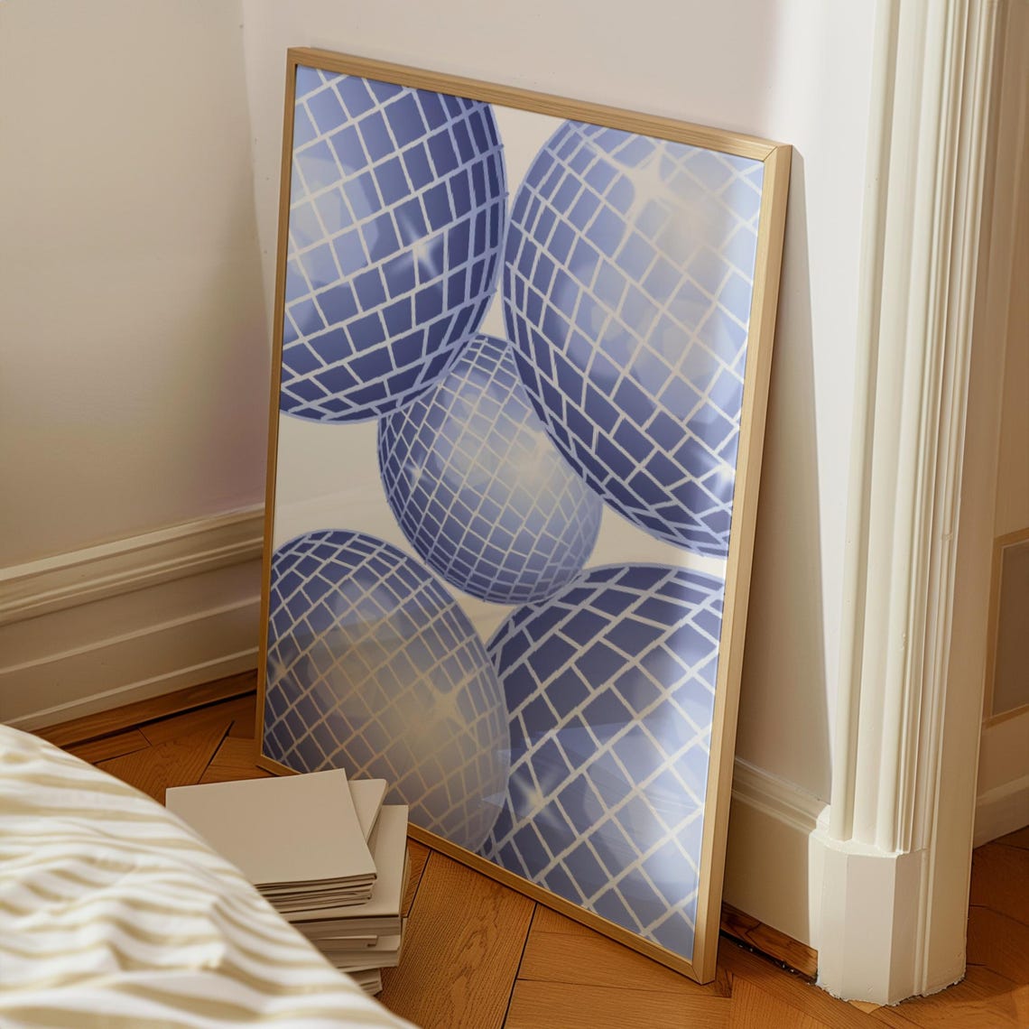 Navy Blue Disco Balls Sparkling Trendy Preppy Poster Dorm Room - Image 2