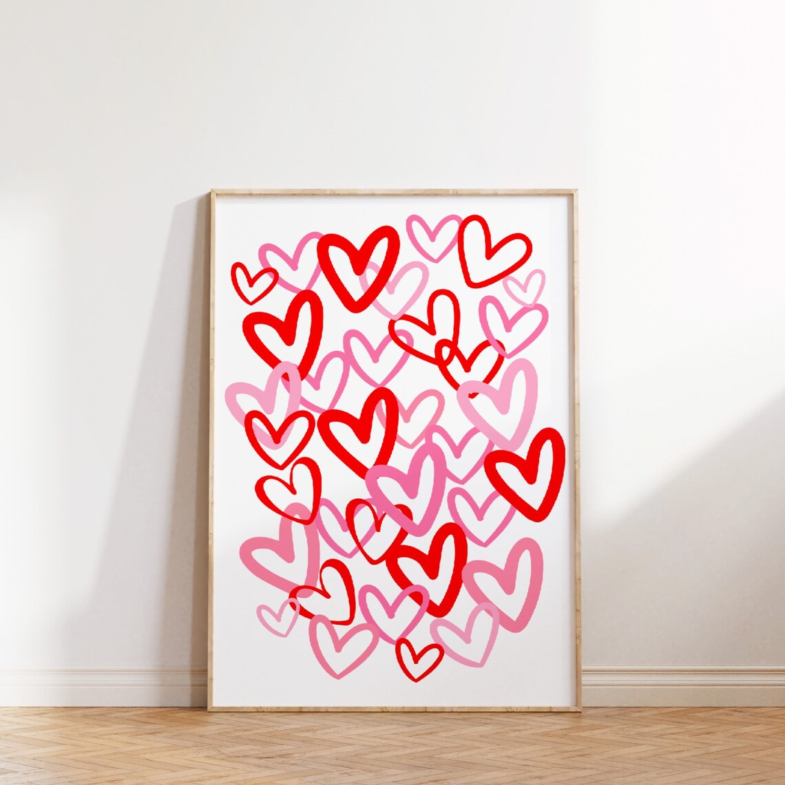 Hearts Pink Red Preppy Love Wall Art Print - Image 3