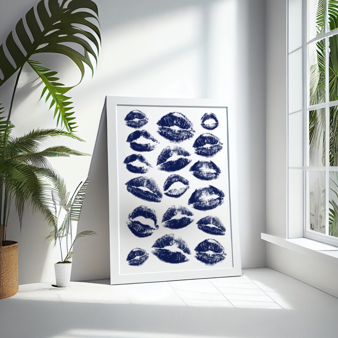 Kiss Lips Print, Preppy Dorm Fashion Wall Art - Image 3
