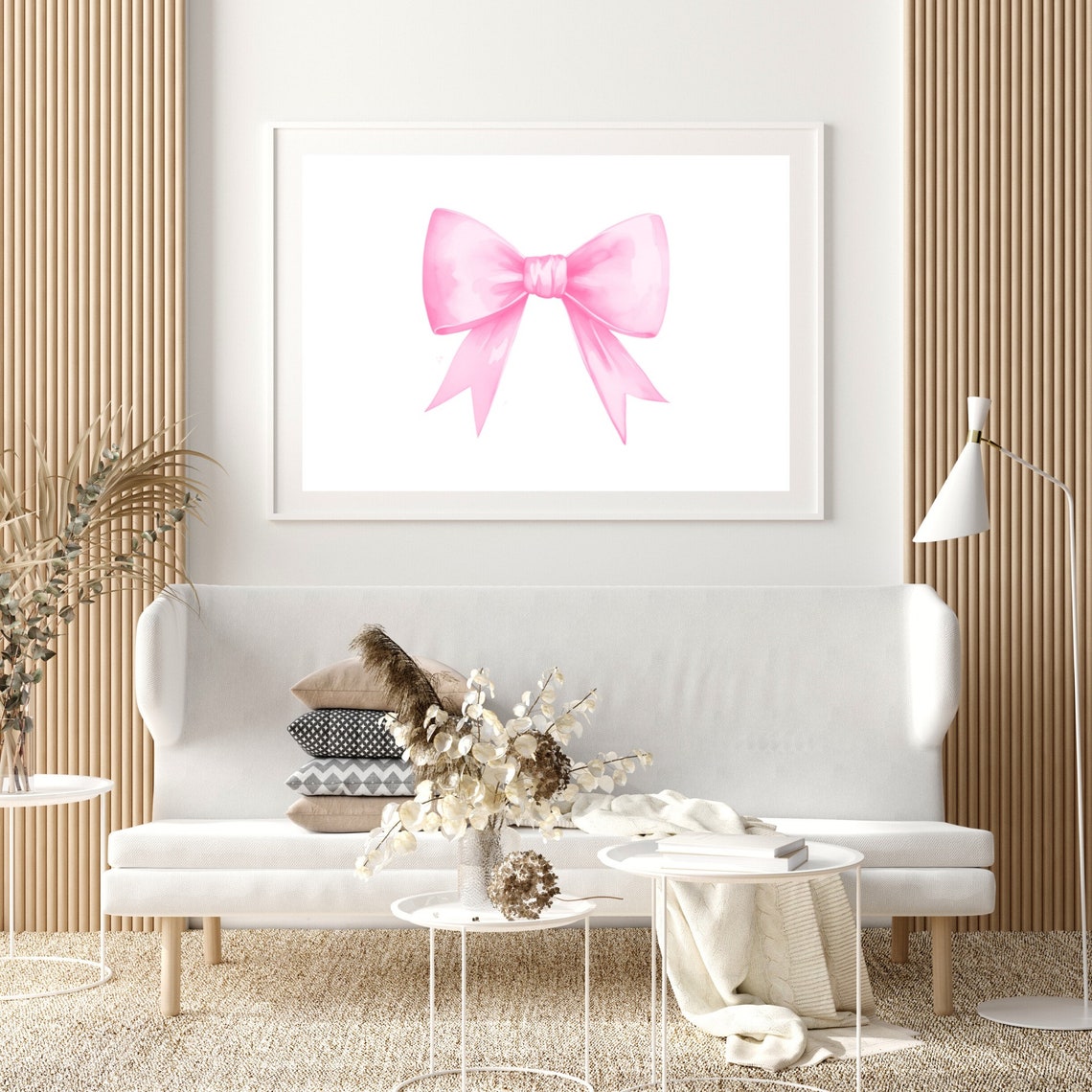 Pink Bow Watercolor Ribbon Minimal Preppy Coquette Wall Decor Poster - Image 4