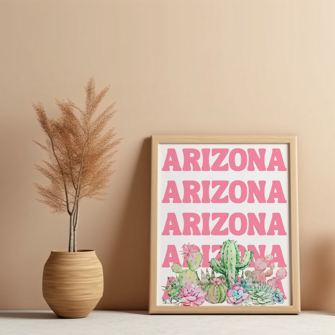 Arizona Travel Print Art Pink Arizona Travel Print Preppy Wall Print Cactus Southwestern Travel Poster Dorm Room Decor - Image 3