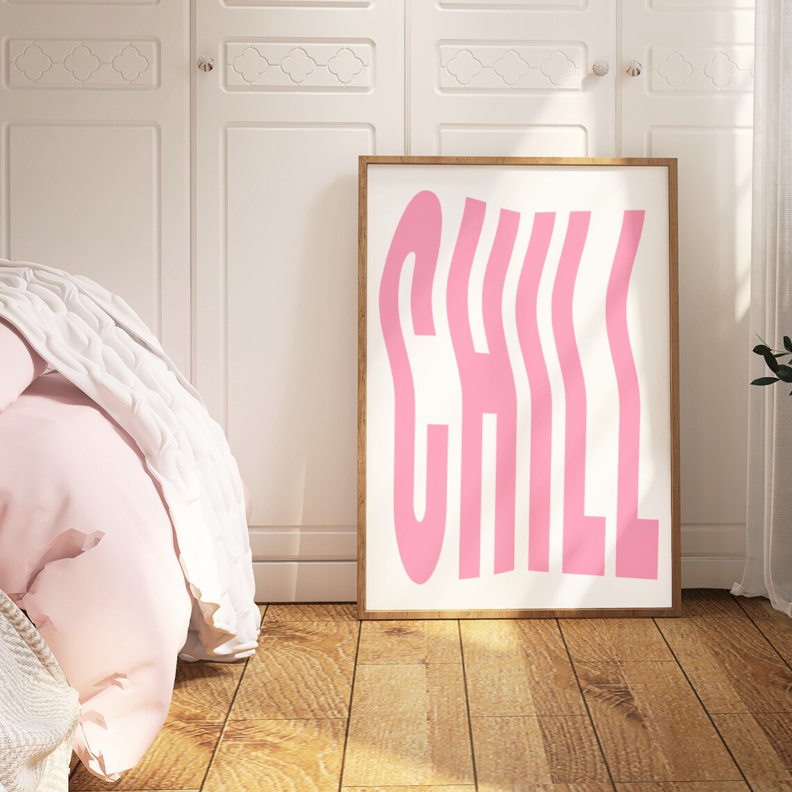 Chill Pink Wavy Retro Typography Quote Preppy Poster Aesthetic Decor - Image 3