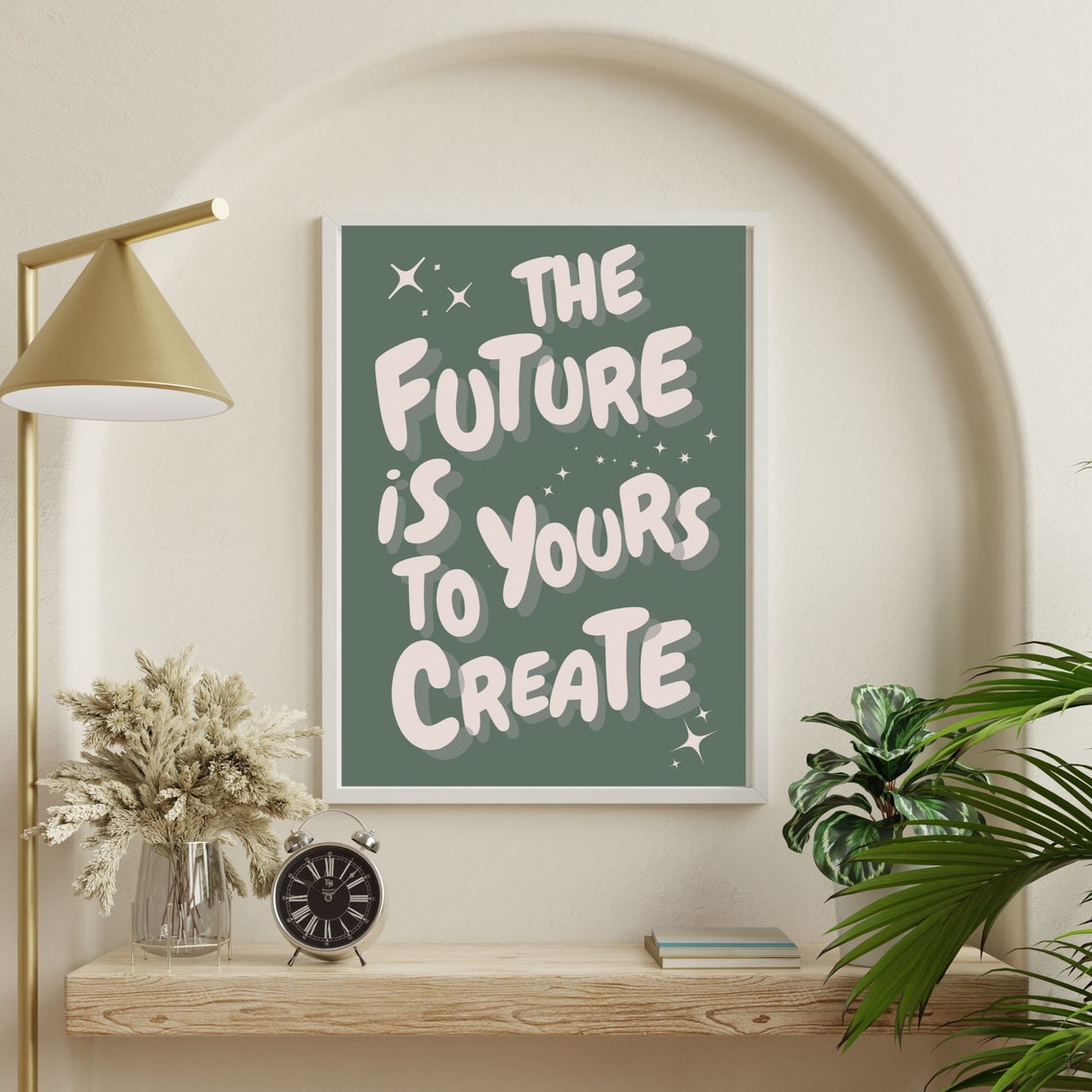 The Future Is Yours Print Affirmation Poster Sage Green Wall Art Trendy Prints Retro Prints Motivation Wall Art Selfcare Art - Image 2