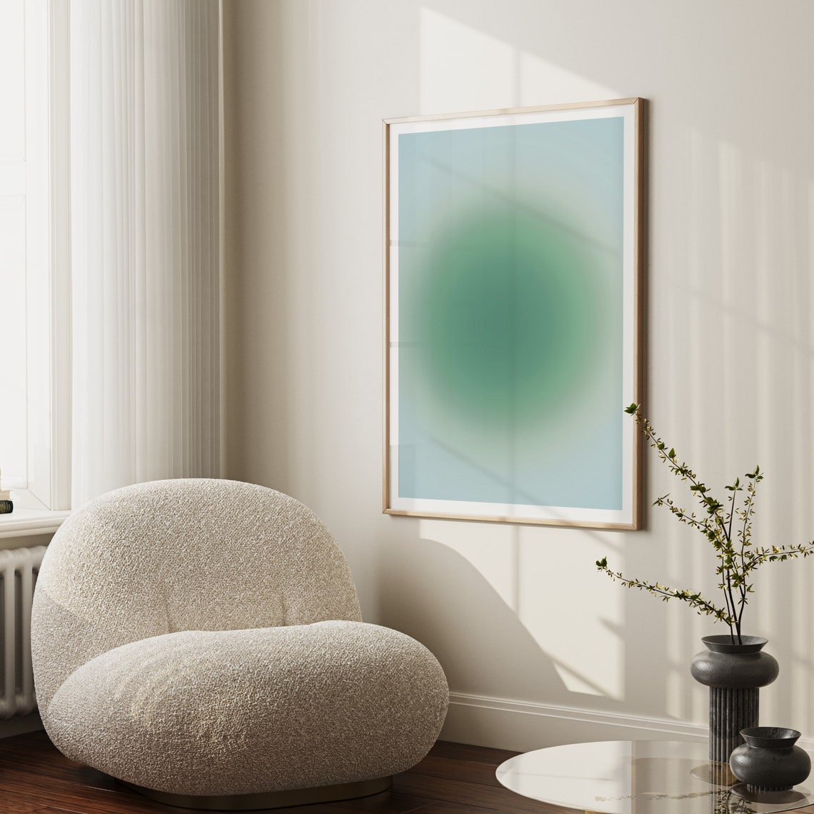 Sage Green Aura Gradient Glow Spiritual Calming Divine Art Poster - Image 2
