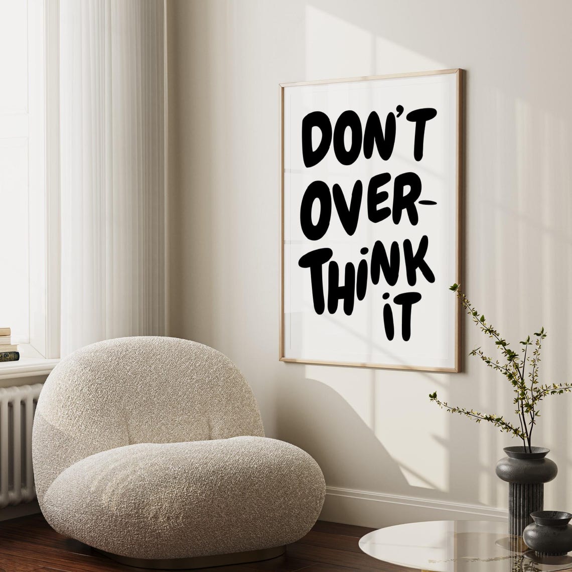 Do Not Overthink It Bold Black Minimalist Typography Wall Poster - Image 2