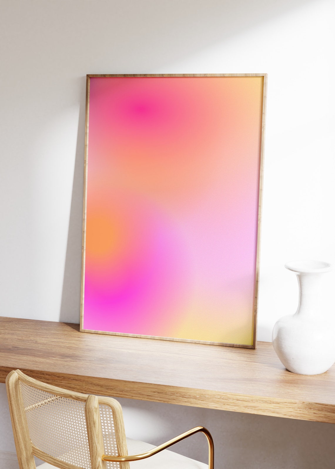 Pink Orange Aura Gradient Poster Abstract Sunset Glow Room Decor Art - Image 2