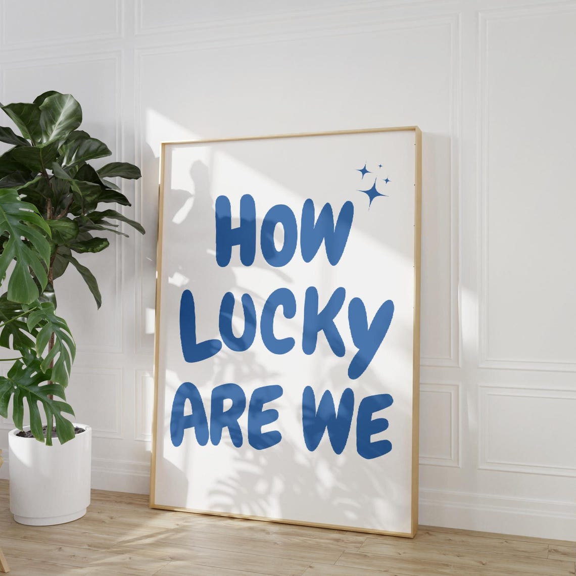 How Lucky Are We Blue Retro Bubble Lettering Uplifting Quote Poster - Image 3