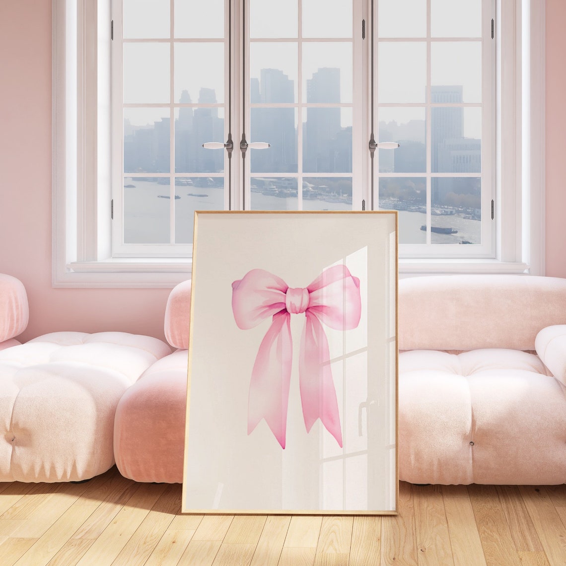 Pink Watercolor Bow Coquette Teen Room Aesthetic Poster Art Decor - Image 3