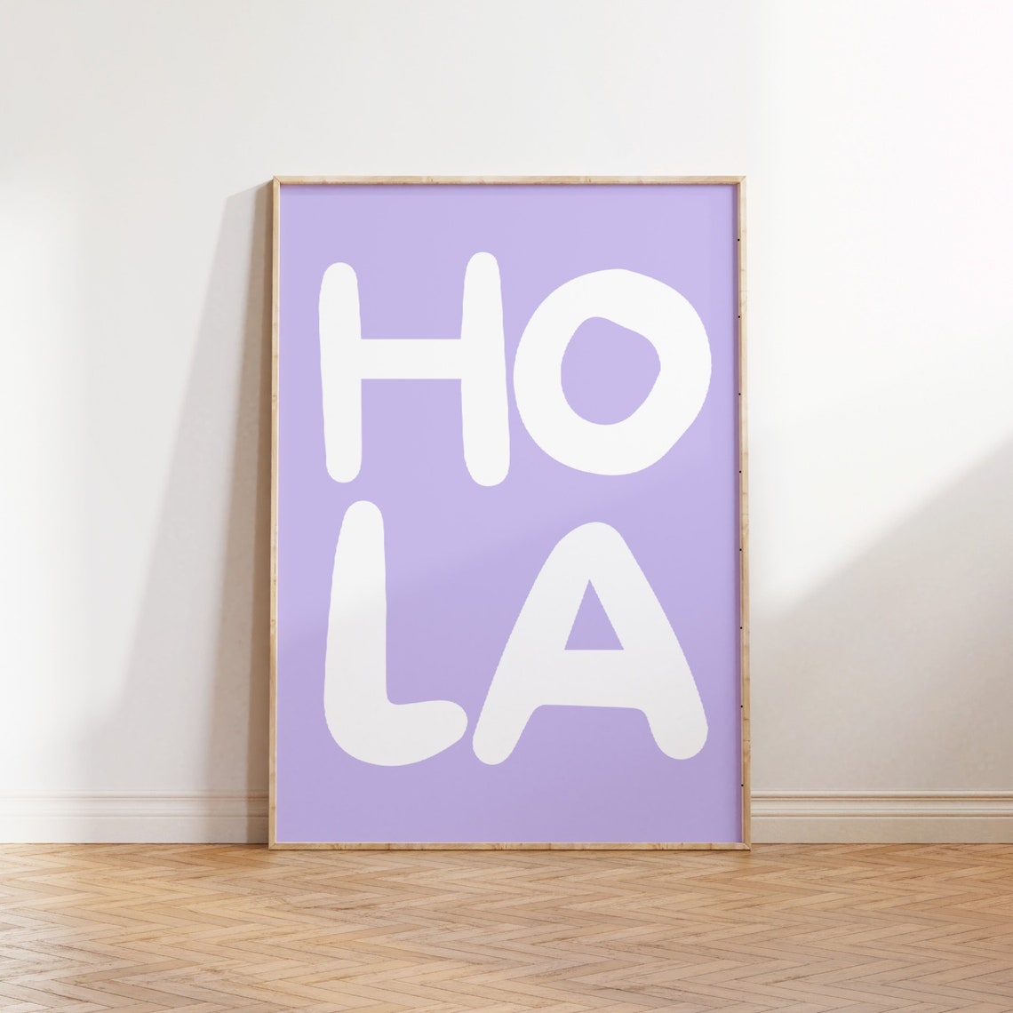 Hola Spanish Greeting White Typography Lavender Retro Decor Poster - Image 4