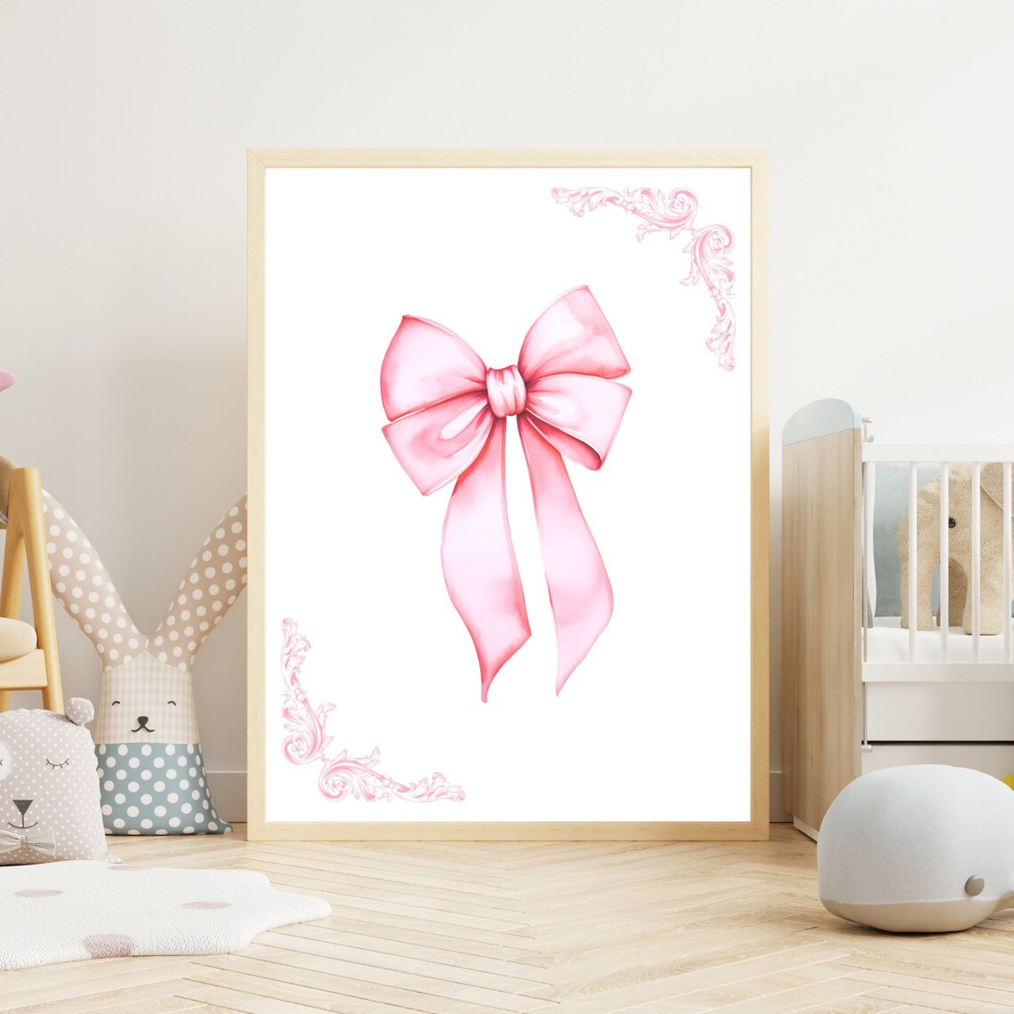 Pink Bow Preppy Aesthetic Wall Art Print - Image 2
