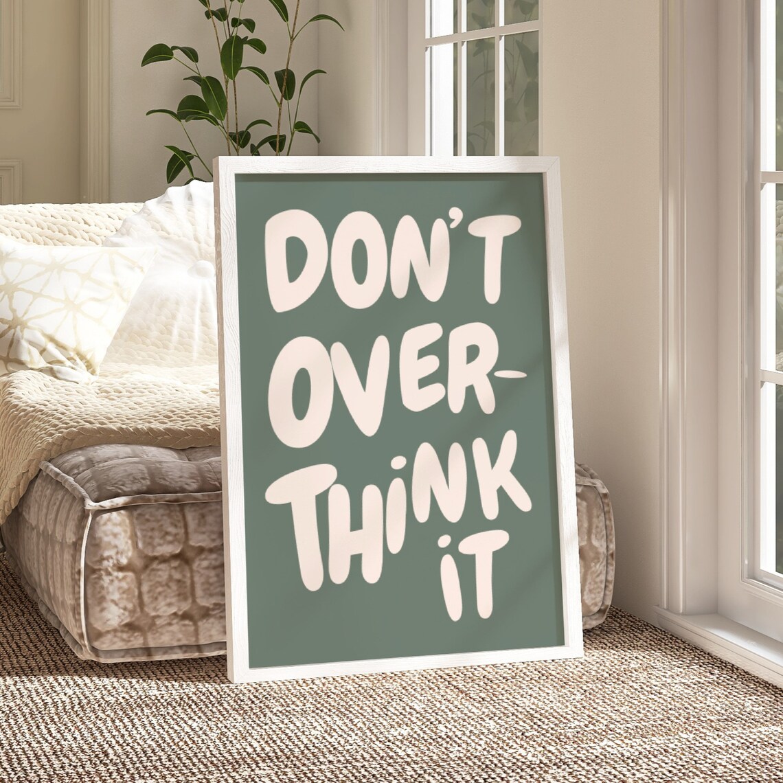 Don't Overthink It Quote Print, Preppy Dorm Room - Image 2