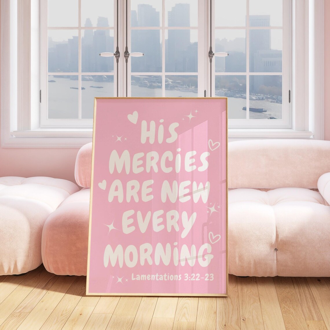 Modern Christian Art Scripture Wall Art His Mercies Are New Every Morning Pink Christian Wall Art Bible Verse Prints