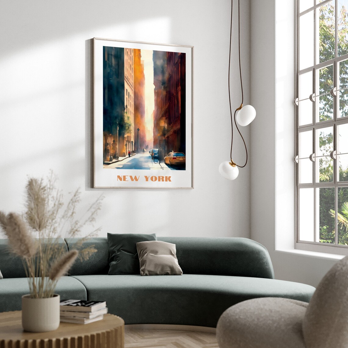 New York Street Watercolor Yellow Taxi City Scene Poster Art - Image 2