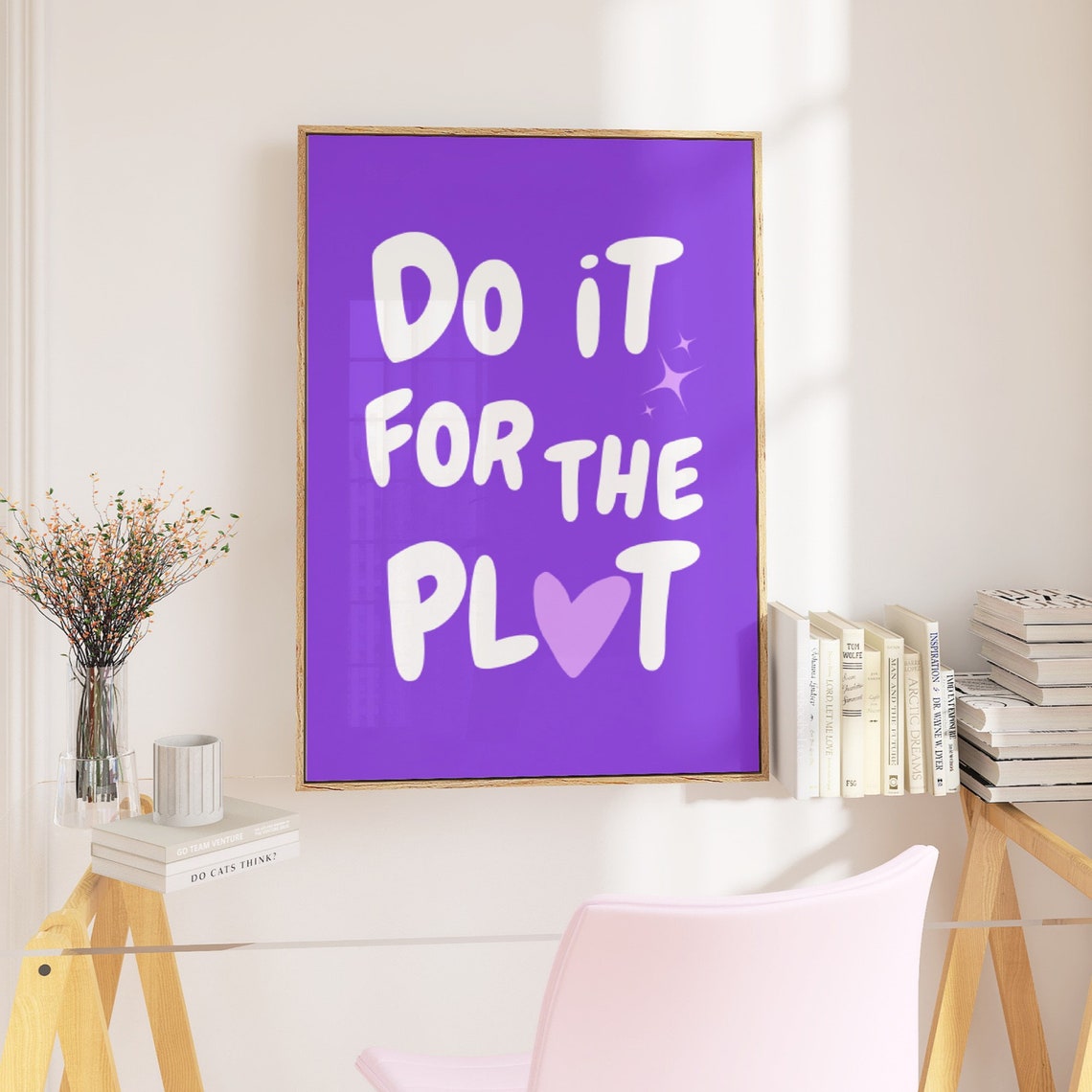Do It for the Plot Purple Heart Retro Motivational Quote Poster - Image 2