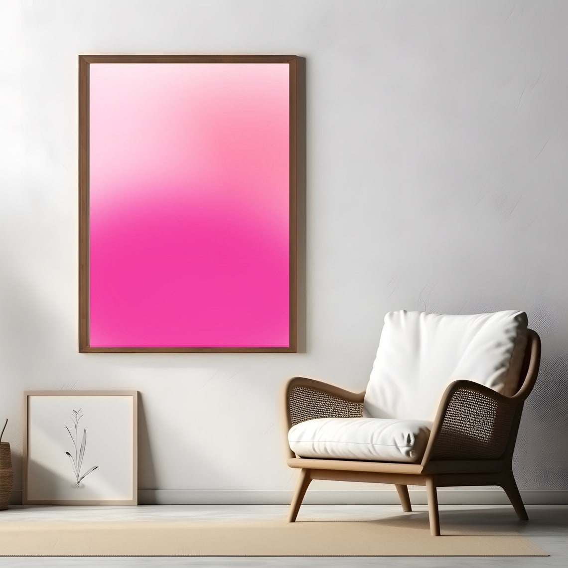 Pink Ombre Gradient Minimalist Soft Pastel Abstract Art Poster - Image 2