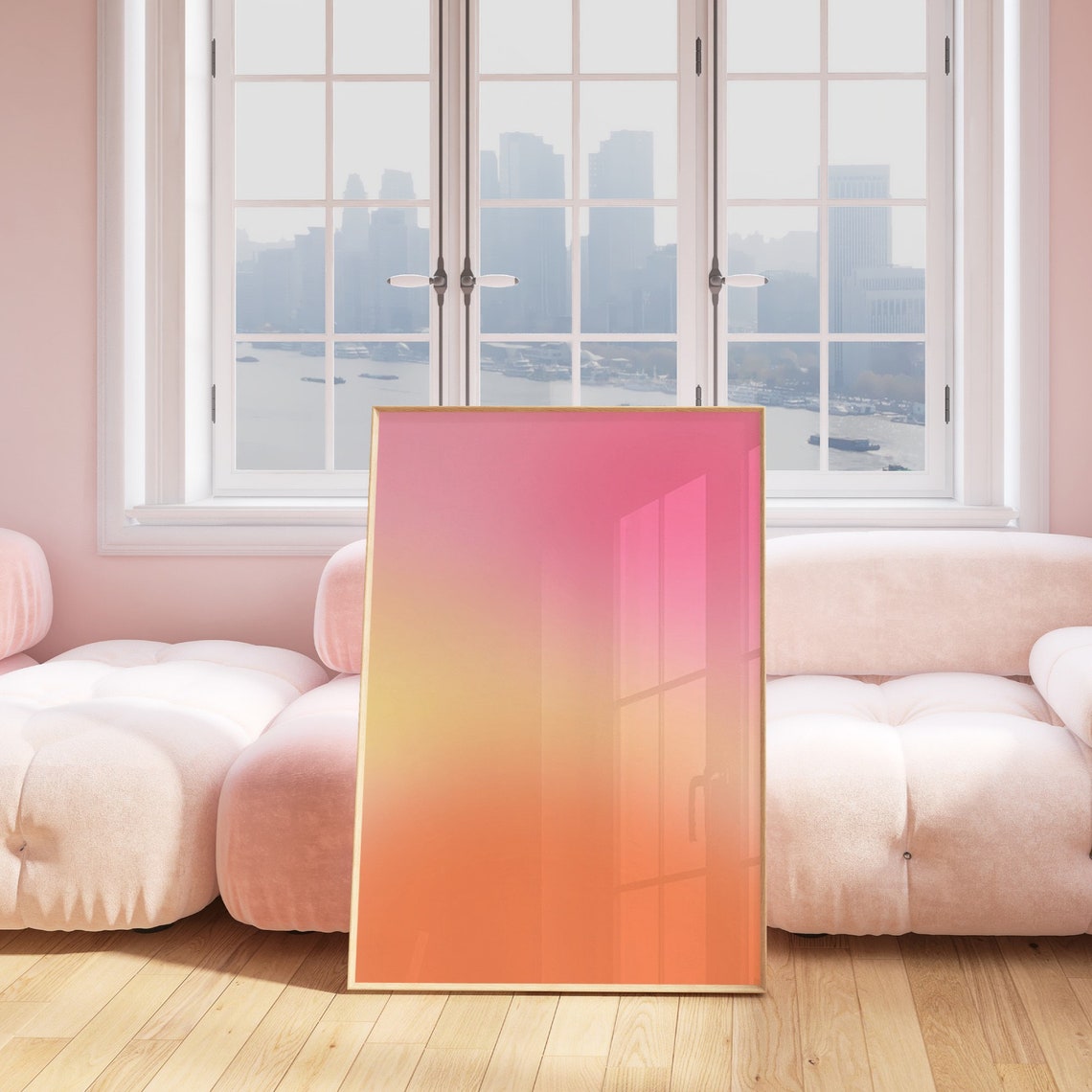 Peachy Orange Aura Gradient Minimalist Aesthetic Poster Wall Decor - Image 3