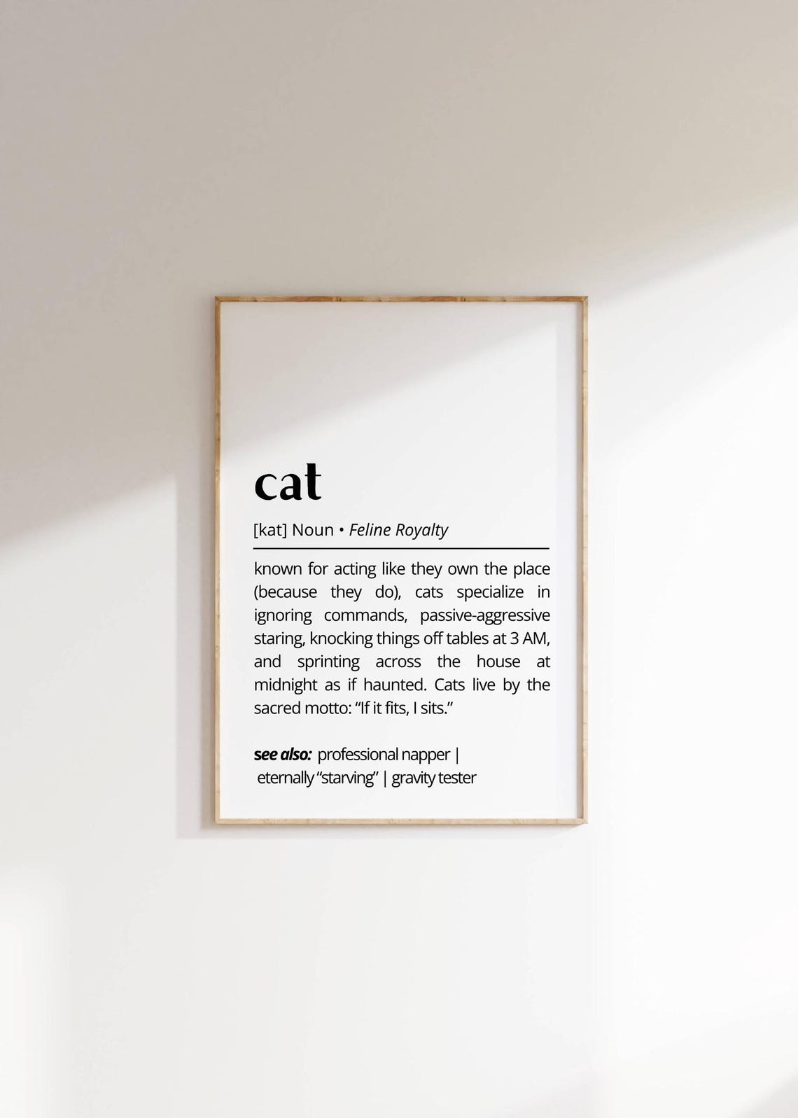 Cat Definition Funny Dictionary Style Feline Royalty Humor Poster - Image 2