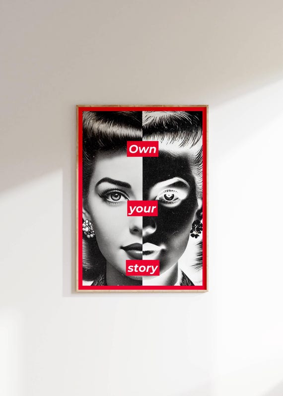 Own Your Story Motivational Retro Pop Art Split Portrait Poster