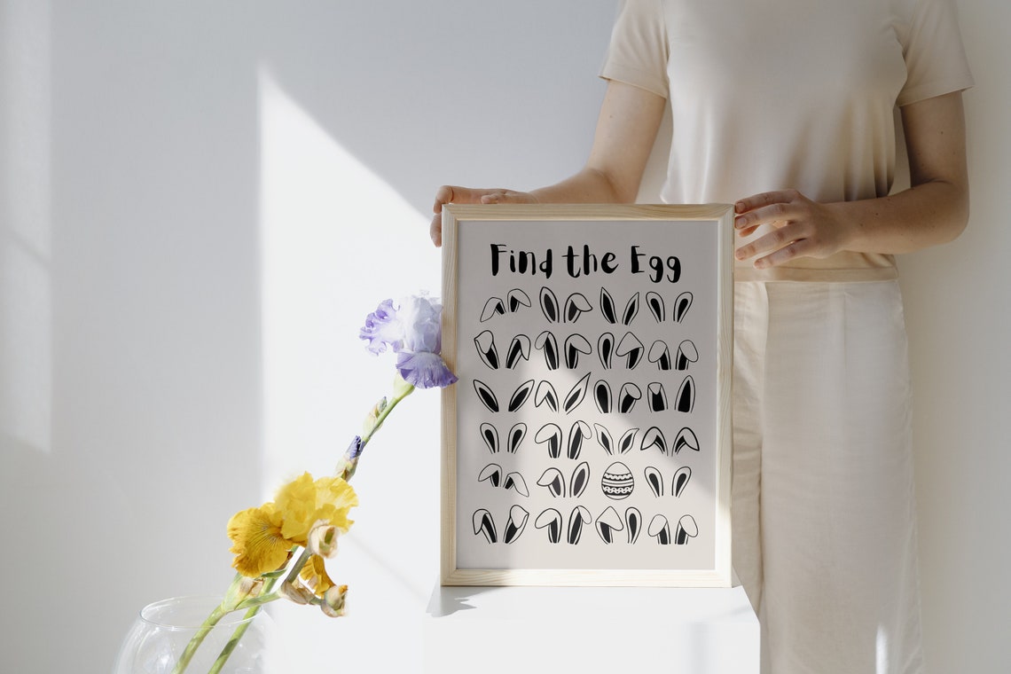 Find The Egg Hidden Egg Bunny Ears Easter Party Game Wall Poster - Image 3