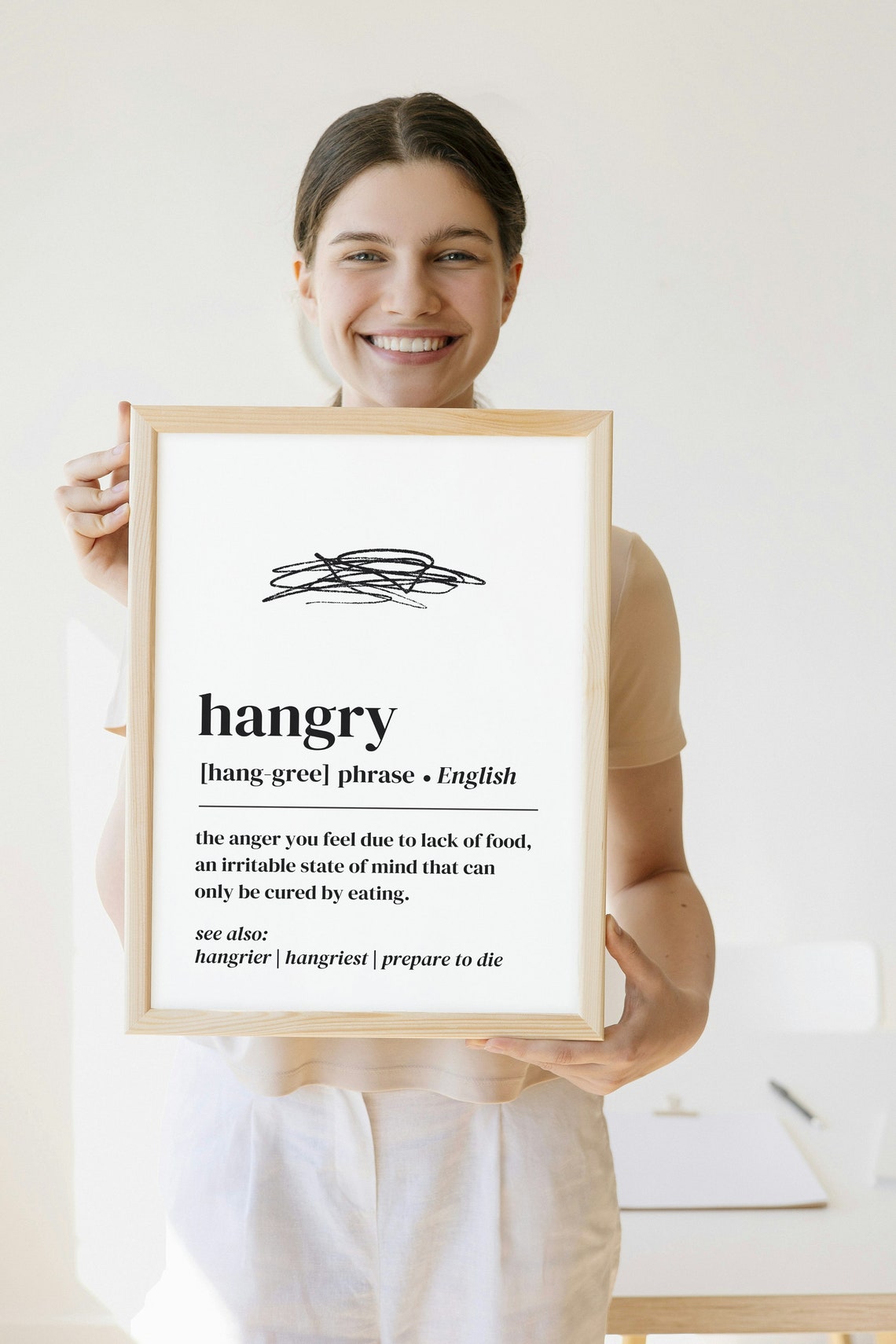 Hangry Dictionary Definition Funny Kitchen Quote Wall Decor Poster - Image 2