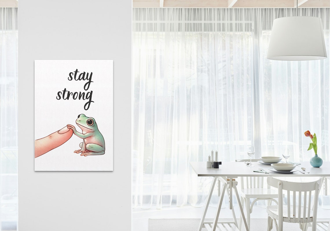 Stay Strong Sweet Frog Holding Finger Encouragement Gift Poster - Image 3