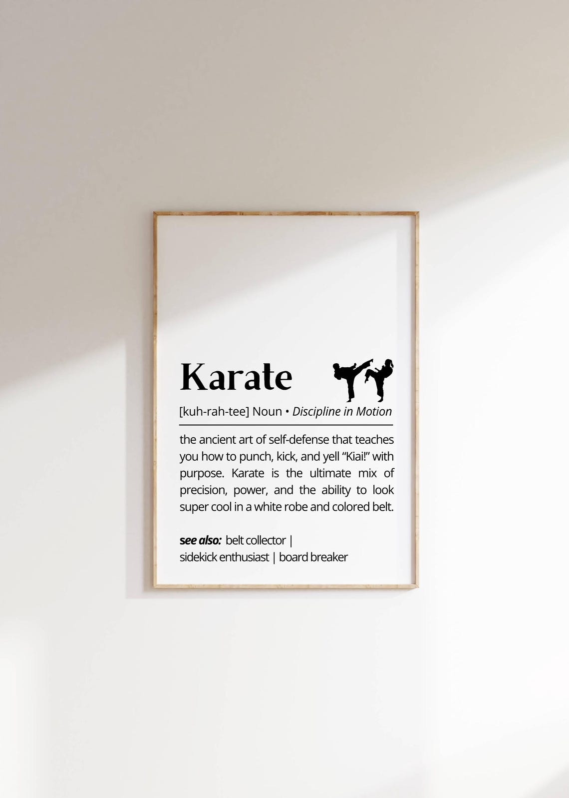 Karate Dictionary Definition Martial Arts Funny White Quote Print
