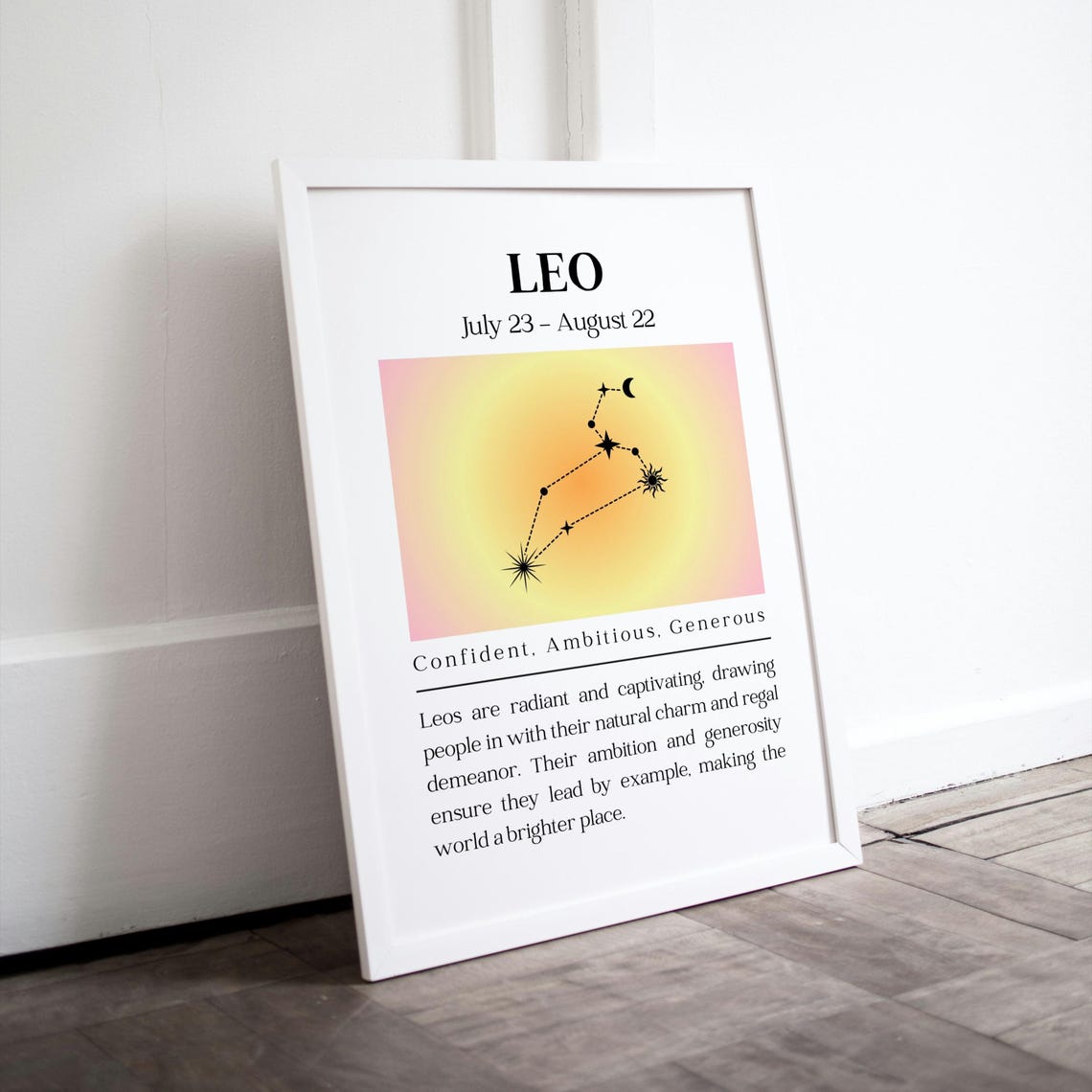Leo Zodiac Constellation Star Sign Poster July August Astrology Decor - Image 2