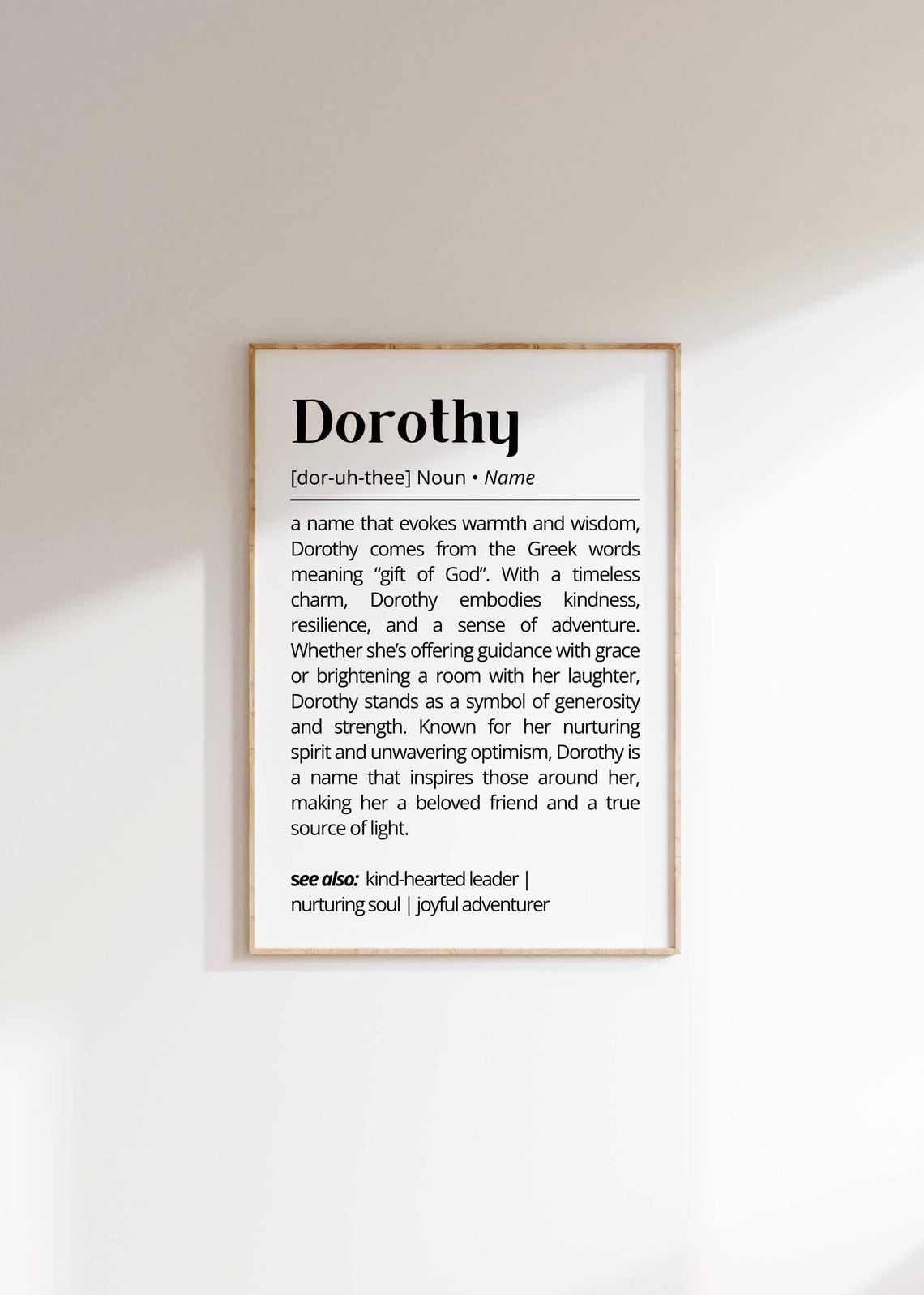 Dorothy Name Definition Elegant Personalized Warmth Wisdom Poster - Image 2