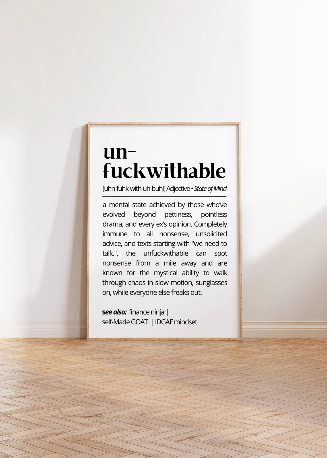 Unfuckwithable Definition Bold Typography Art Print