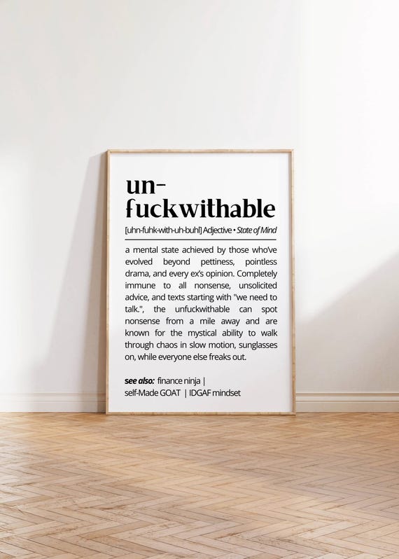 Unfuckwithable Definition Bold Typography Art Print