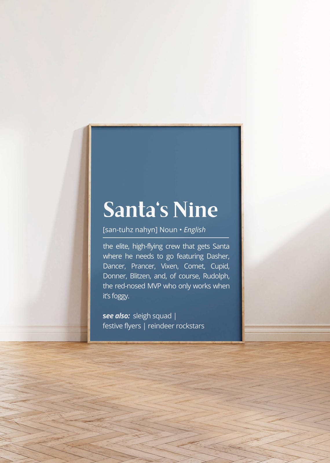 Santa's Nine Definition Reindeer Crew Holiday Dictionary Style Poster - Image 2