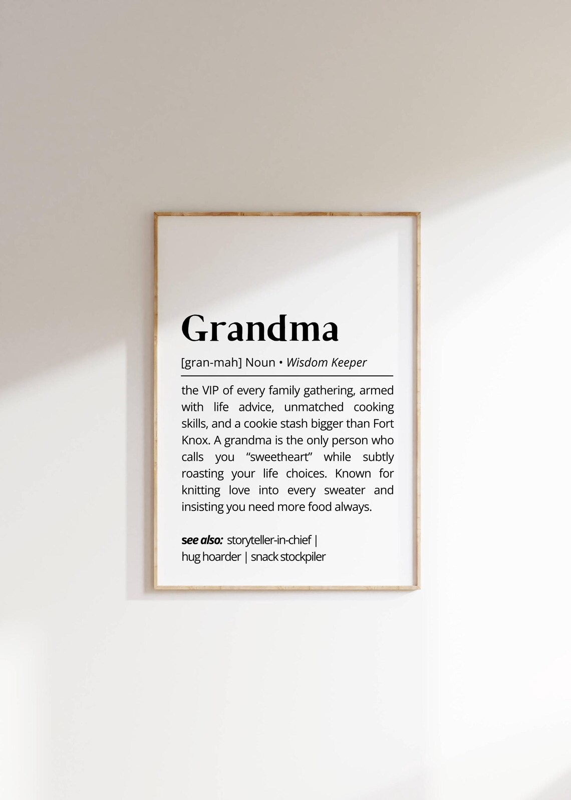 Grandma Definition Minimalist Typography Art Print