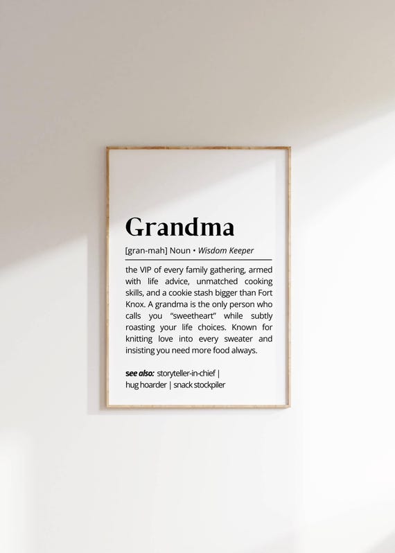 Grandma Definition Minimalist Typography Art Print