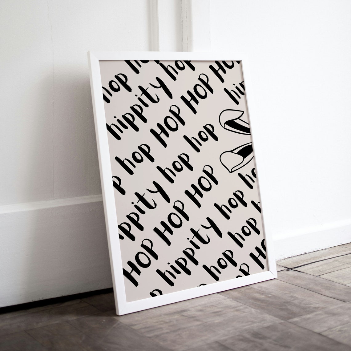 Hippity Hop Repeated Script Bunny Ears Easter Typography Poster