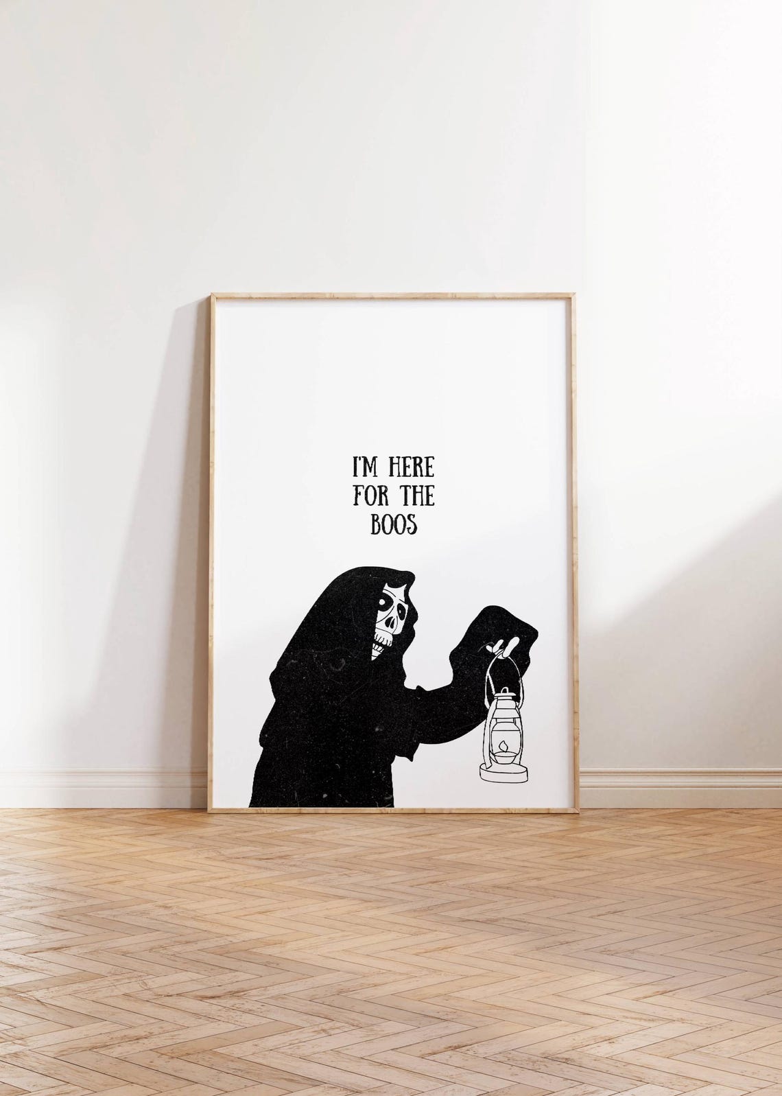 Here For The Boos Grim Reaper Lantern Funny Halloween Poster - Image 3