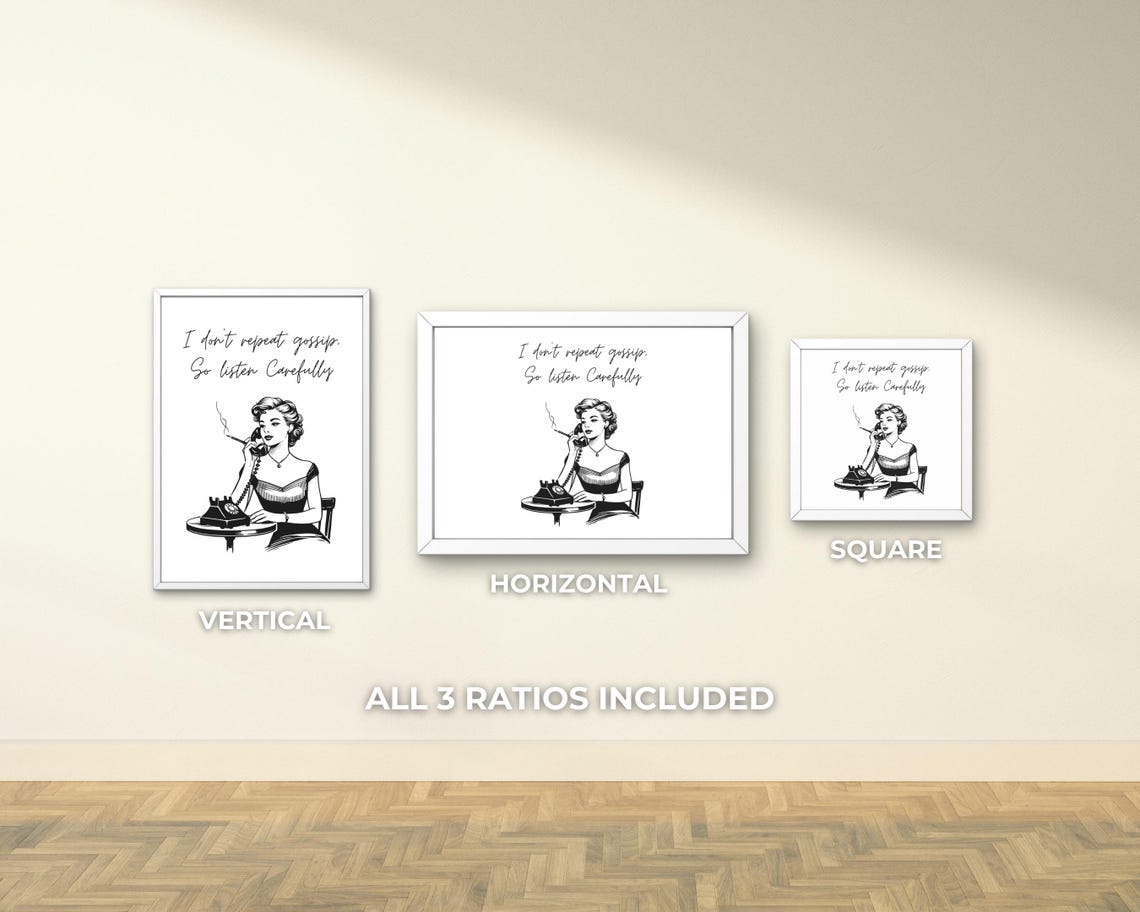 I Dont Repeat Gossip Poster Vintage Retro Woman Telephone Funny Decor - Image 3